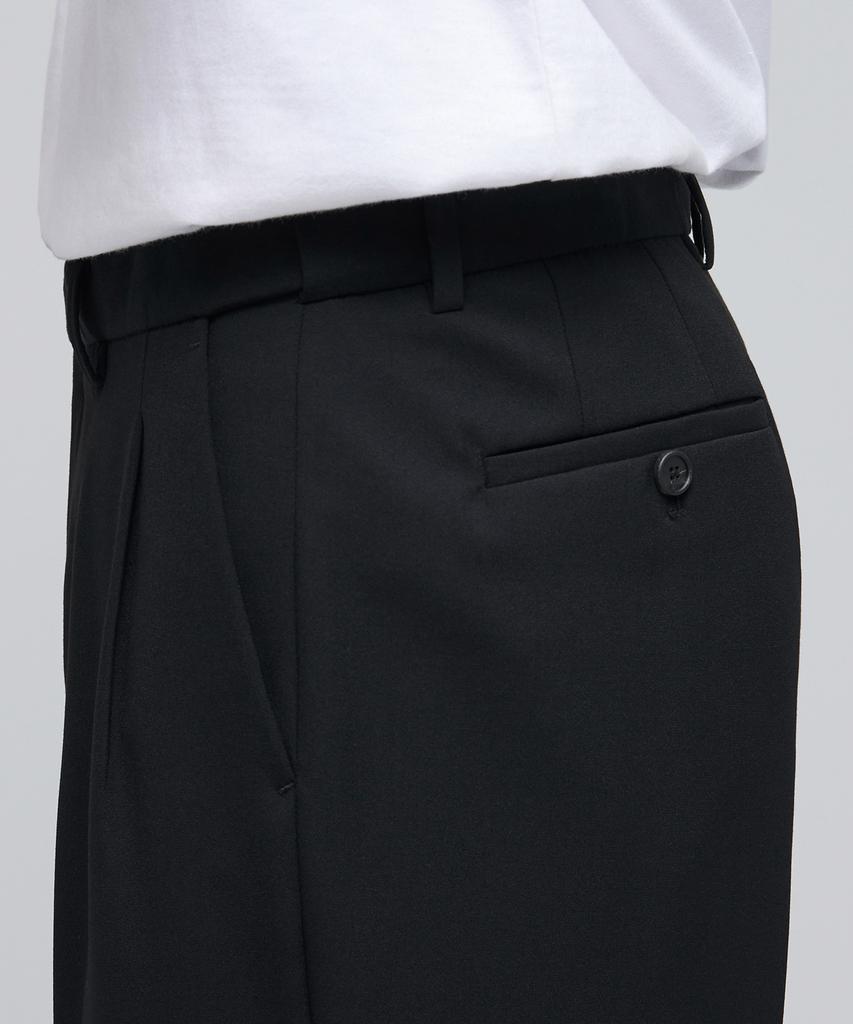 Musinsa Standard Lightweight Wide Hidden Banding Crop Slacks [Black]