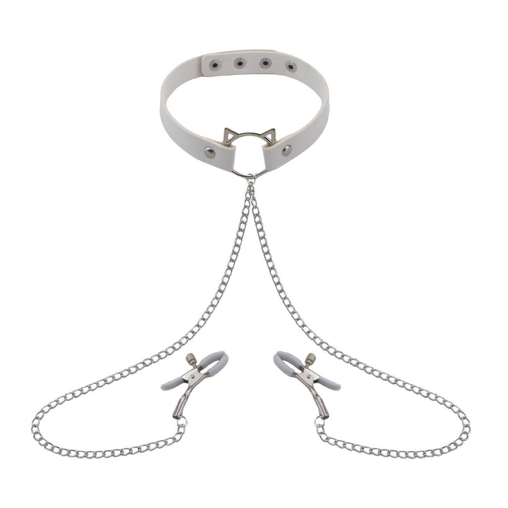 Erotischer Choker mit Nippelklemmen-Set - Erwachsenenspielzeug für Paare