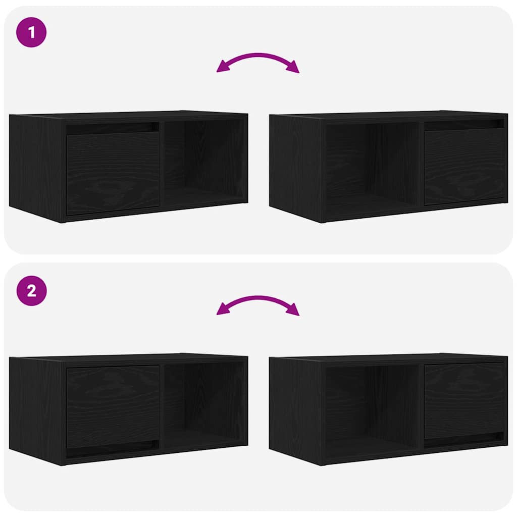 TV Cabinet Black Oak Effect 60x31x25.5 cm Engineered Wood