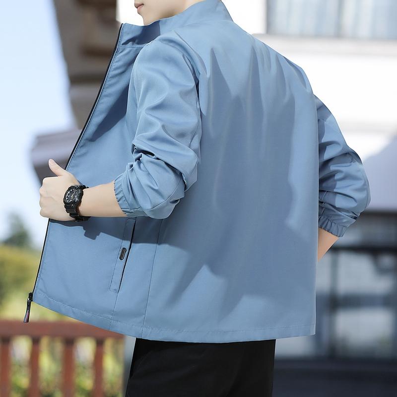 Nuovo Stile di Top con Collo Rialzato per Uomini di Mezza Età e Giovani per l'Autunno Uomo Nuova Giacca Casual Sottile Antivento per Esterno