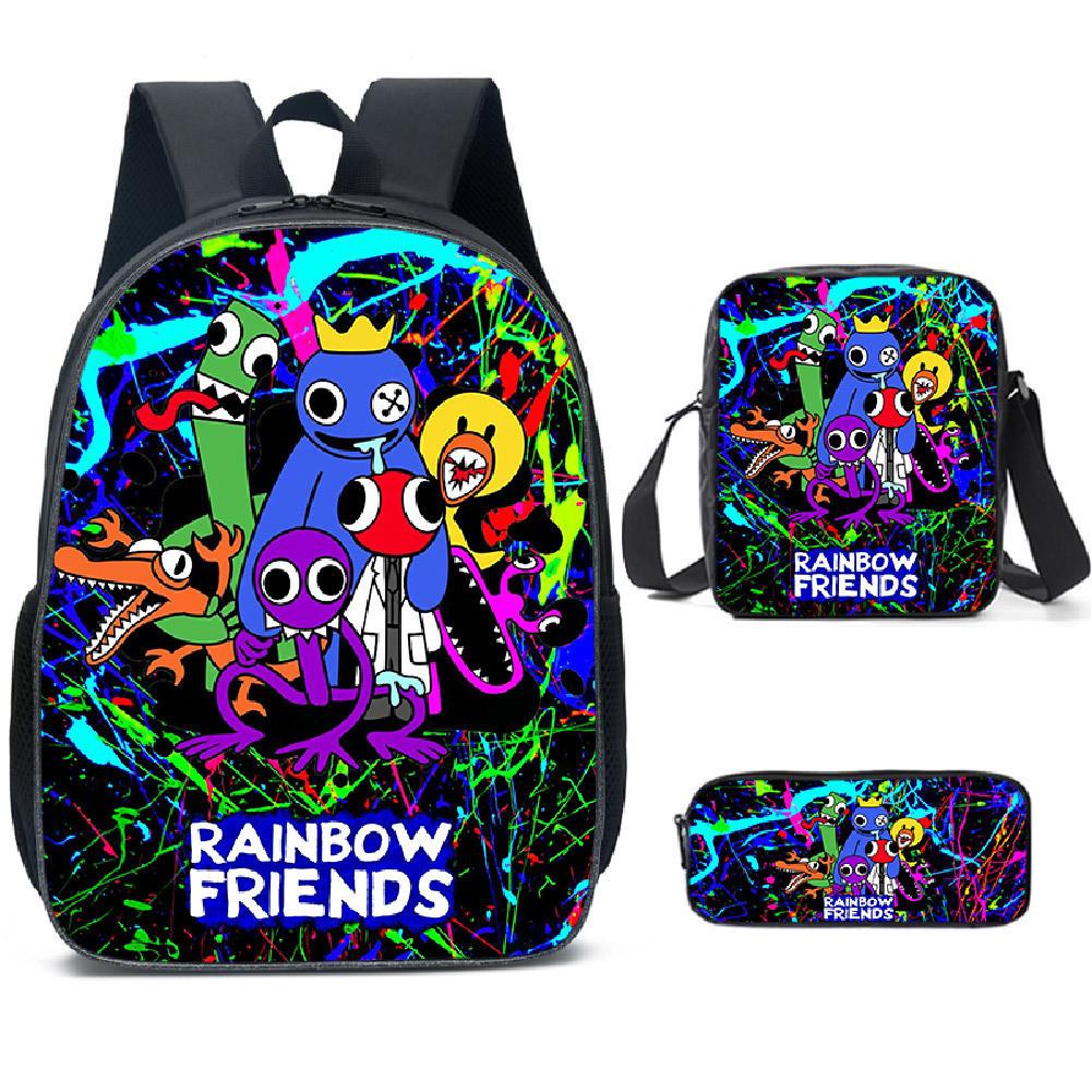 Rainbow Friends Cartoon Backpack With Breathable Air Cushion Straps For Kids Daily Use