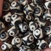 10mm Natürlicher Achat Jade Orangenschalen-Textur Schwarz & Weiß Dreiäugiger Dzi Lose Perlen