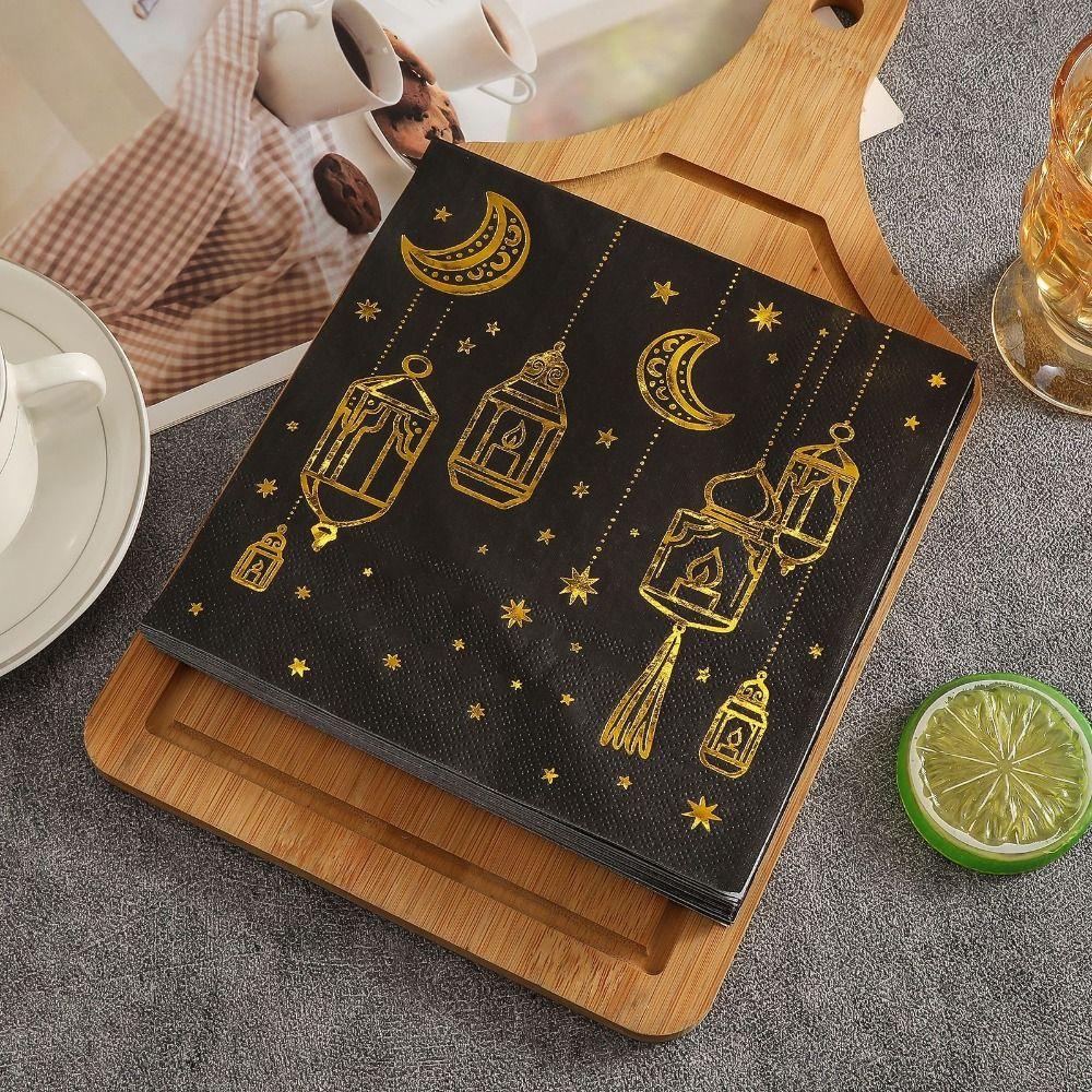 Colorful Moon-Patterned Napkins Golden Moon White Printed Napkins 20 Pieces Star Patterns Disposable Paper Tissues Kitchens