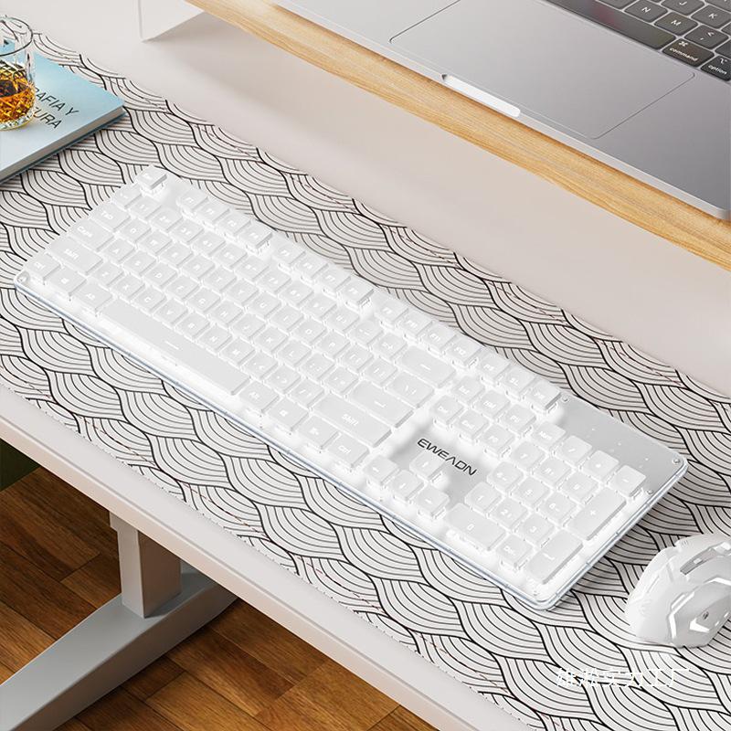 Pioneer Silent Mechanical-Feel Keyboard and Mouse Set for Girls - Wired for Office and Gaming