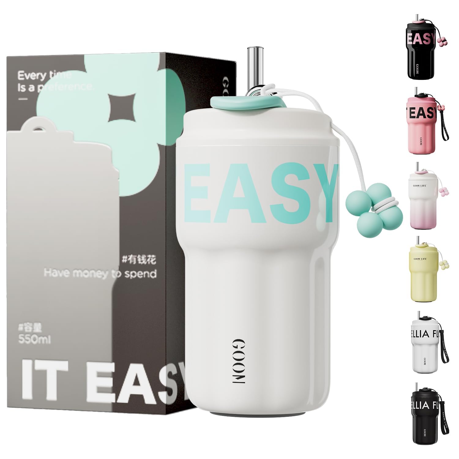 

Кружка для воды GOOM Кофе 316 Нержавеющая сталь Прямая Вакуумная Ремешок Кружка из нержавеющей стали Бизнес Тамблер, Бутылка, Бутылка, Чашка, Сталь, 550 мл, Питье, Изоляция, белый