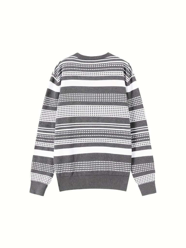 Men's Striped Color Block Knitted Pullover Sweater - 2025 Autumn/Winter Collection