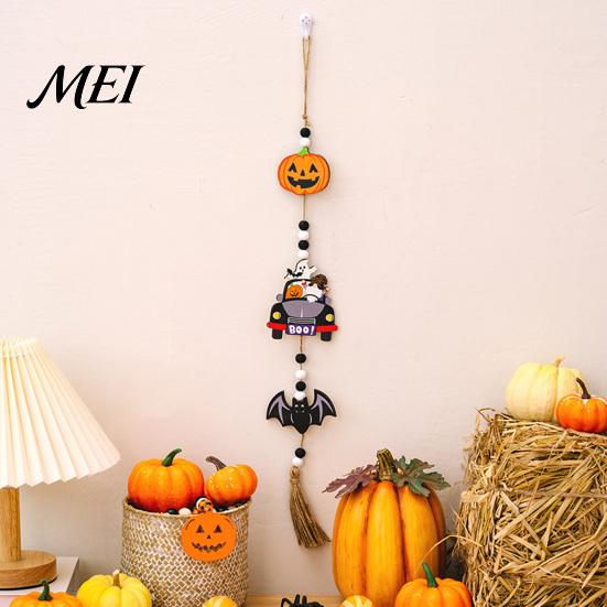 Entrance Door Hanging Sign Halloween Beaded Sign, Witch Pumpkin Bat Pendant Garland for Indoor Outdoor Party Ornaments Door, Spooky Festive Home Decor