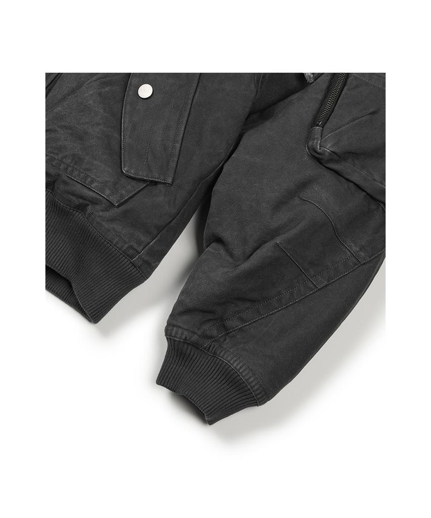 Etce Washed Hood Flap Bomber (Charcoal)