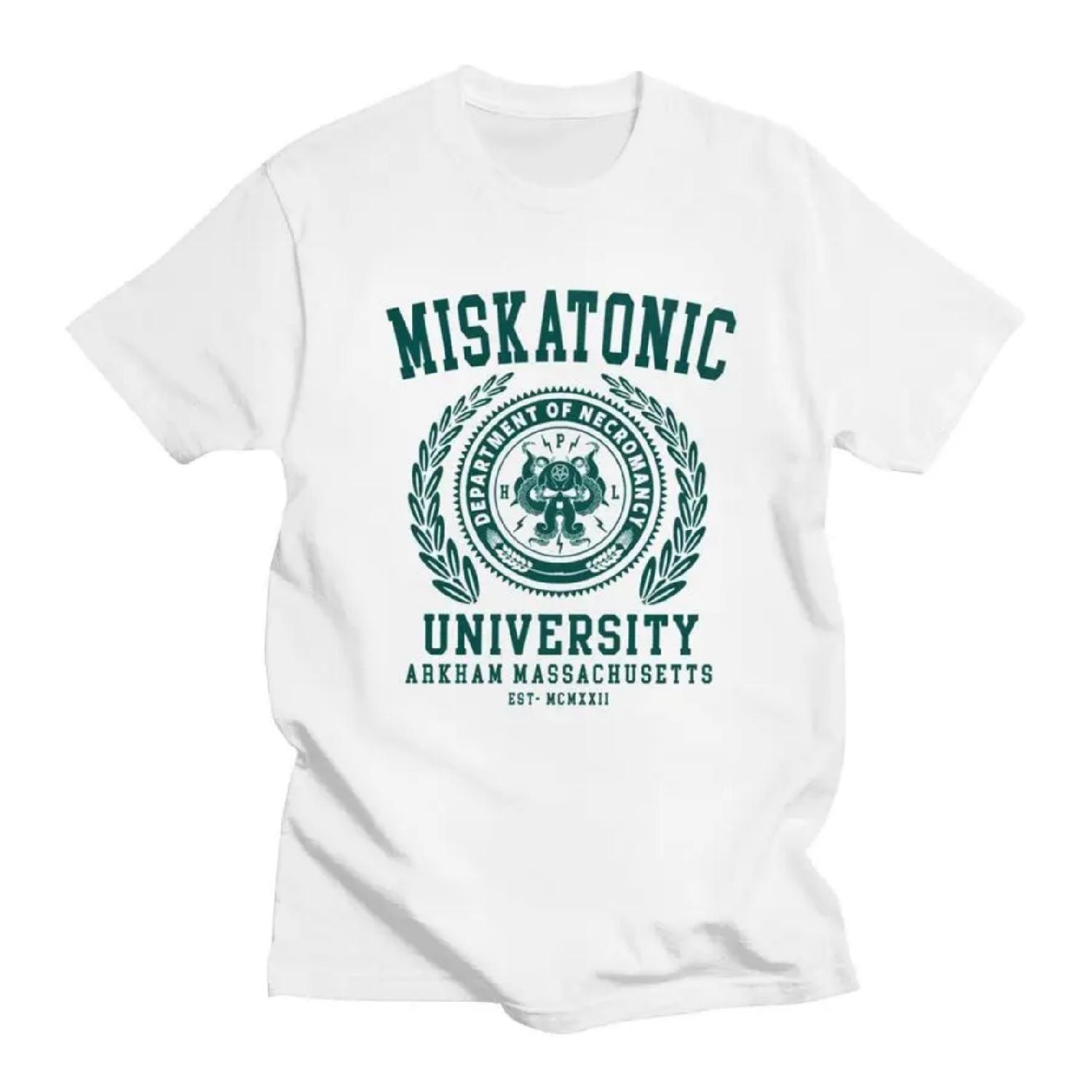 Custom Lovecraft Cthulhu Miskatonic University Tshirts for Men Short Sleeve Casual T-shirts Loose Fit 100% Cotton Tees Gift Idea S чёрный
