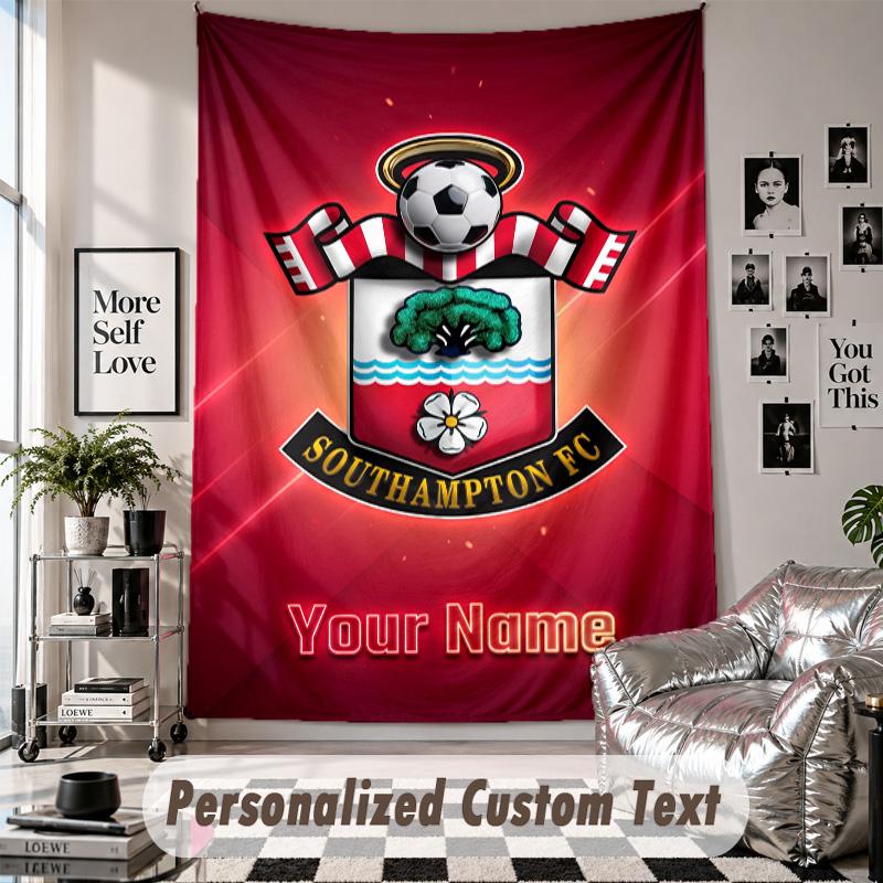 Wall Hanging Tapestry With Custom Name & Text, Southampton FC Decorative Tapestry For Bedroom