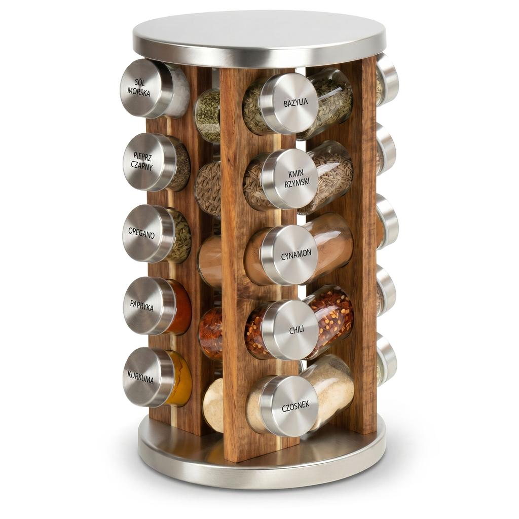 ROTOR Rotating Spice Rack, Natural Silver