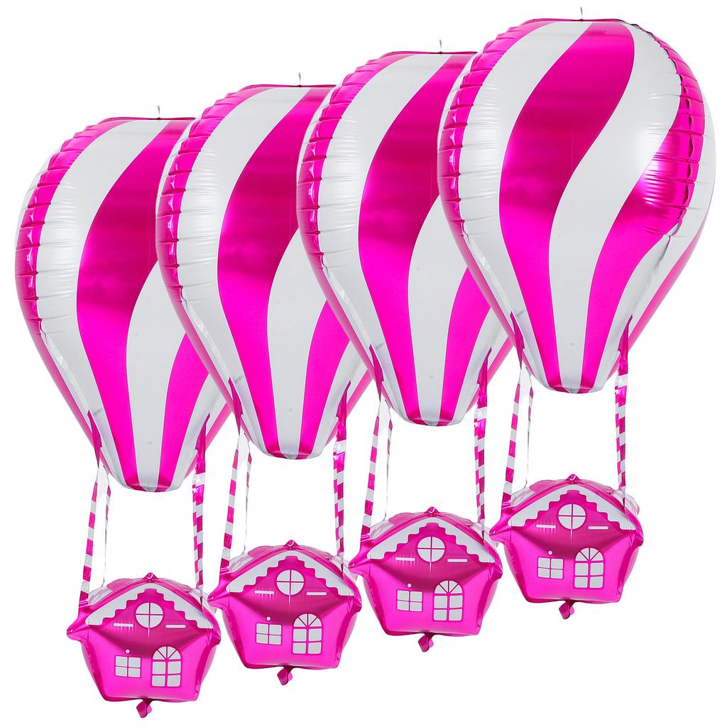 4Pcs Hot Air Balloon Shaped Aluminum Foil Balloon Vibrant 4D Design Reusable Party Decoration Birthday Wedding Festive Event