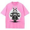 Summer Women's Short Sleeve Cartoon Animal Print Oversized Washed Denim Unisex T-Shirt Vintage Harajuku Style Funny Outfit