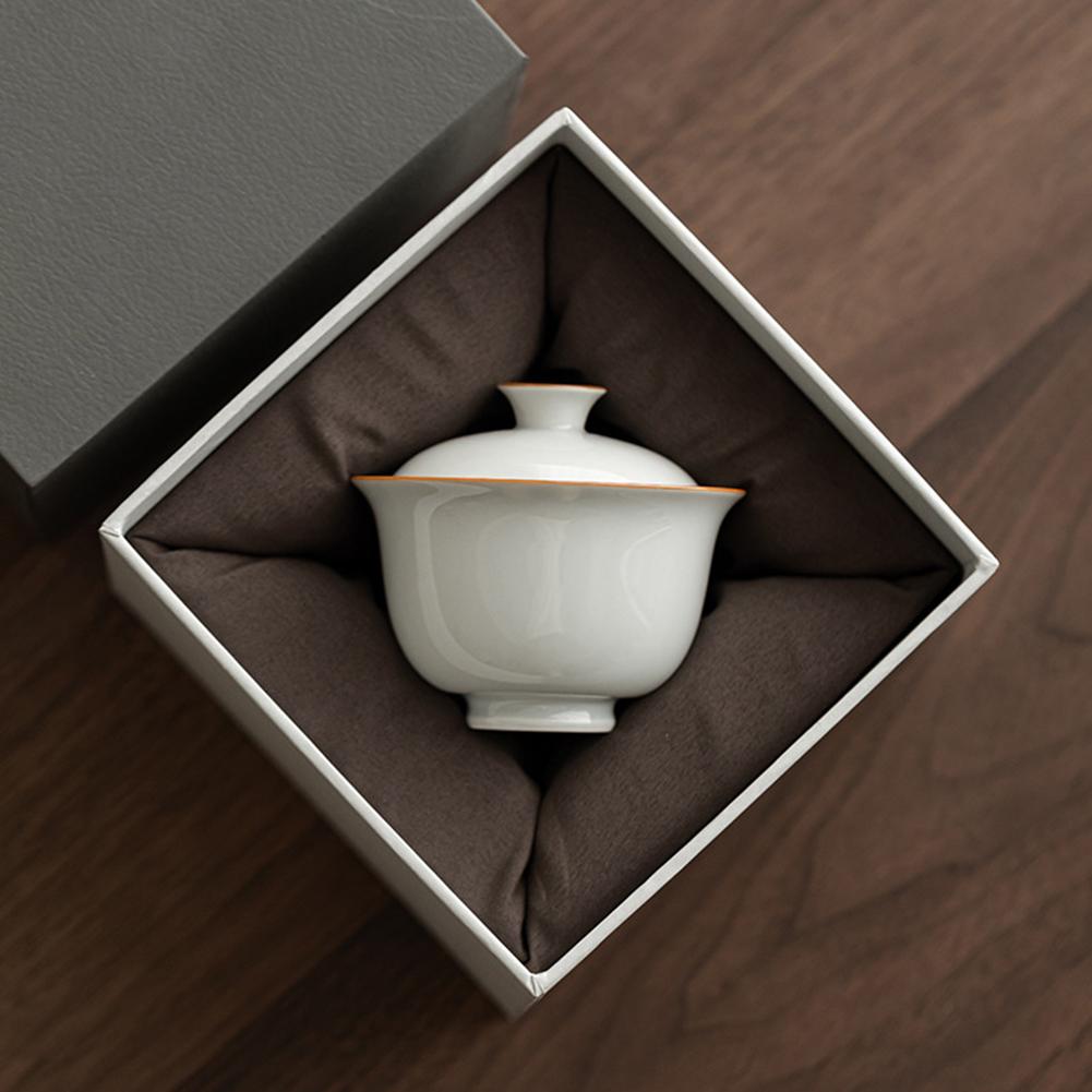 Ceramic Gai Wan Tea Set Chinese Traditional-Gaiwan Tea Bowl Tea Set For Brew Loose Oolong/Puerh Tea A