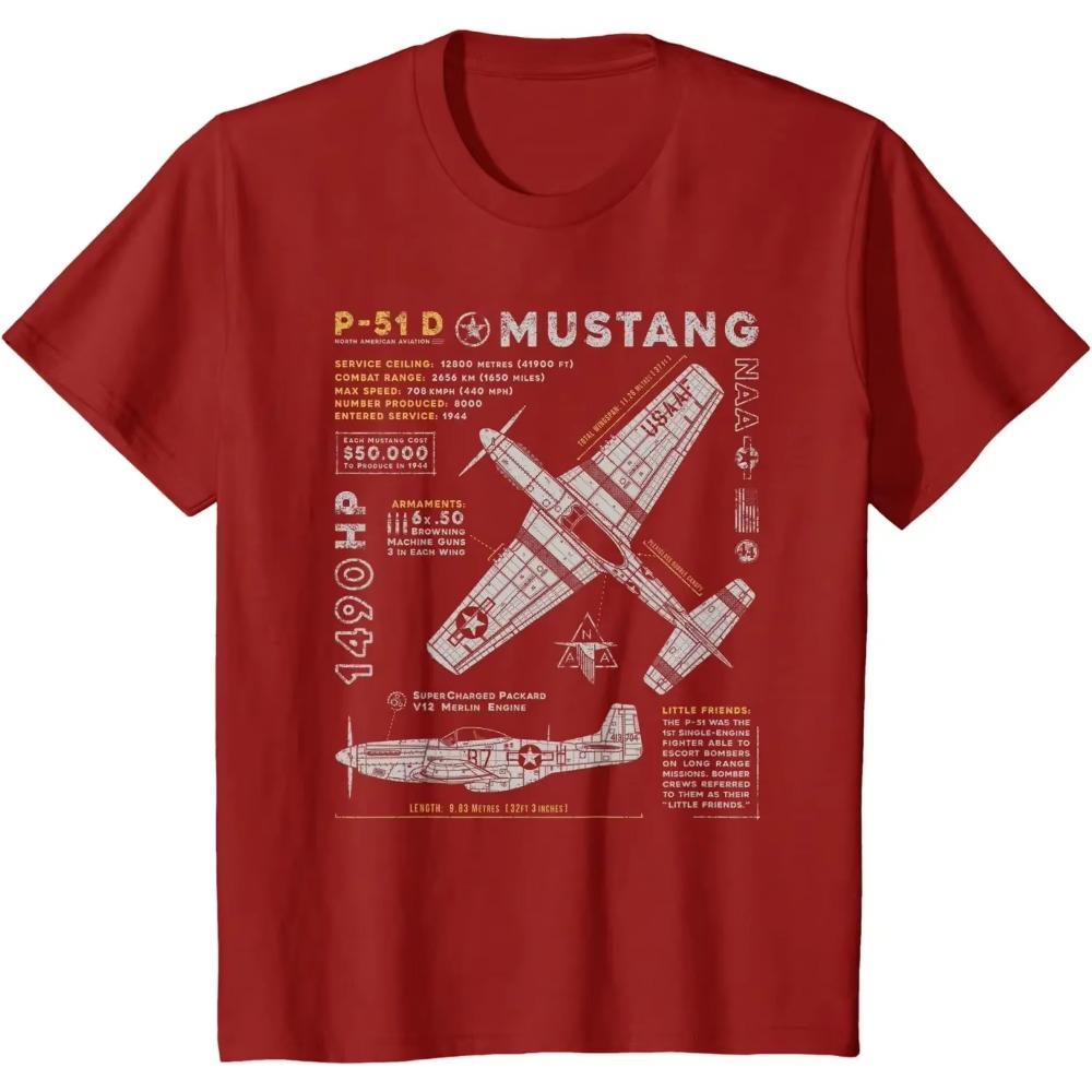 P-51 Mustang | North American Aviation Vintage Jagerfly Herre T-skjorte Kort Casual 100% Bomull Skjorter