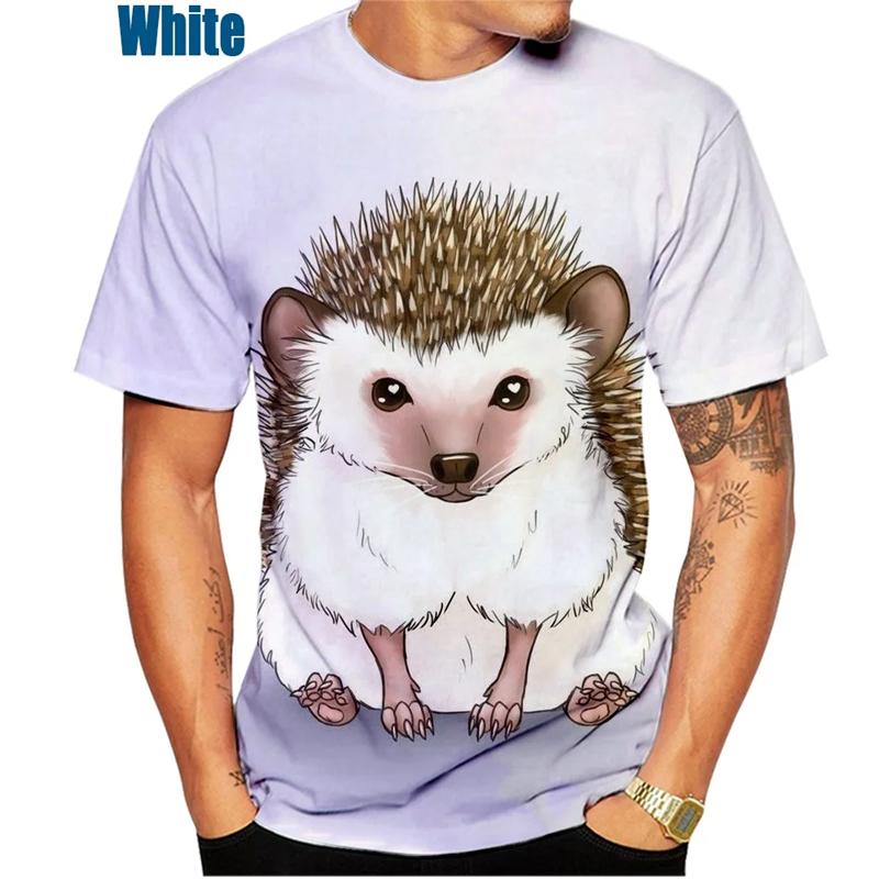Funny Animal Hedgehog 3D Print T-Shirts Summer Oversized Harajuku Round Neck Short Sleeve Men's T-shirts