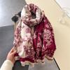 Winter Warm Shawl Elegant Floral Cashmere Scarf Women Thick Blanket Wrap Pashmina Bufanda Tassel Female Long Foulard