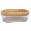 Glass   Dish with Lid Airtight   for Freshness 300ML Rectangular     for Kitchen Countertop Decor