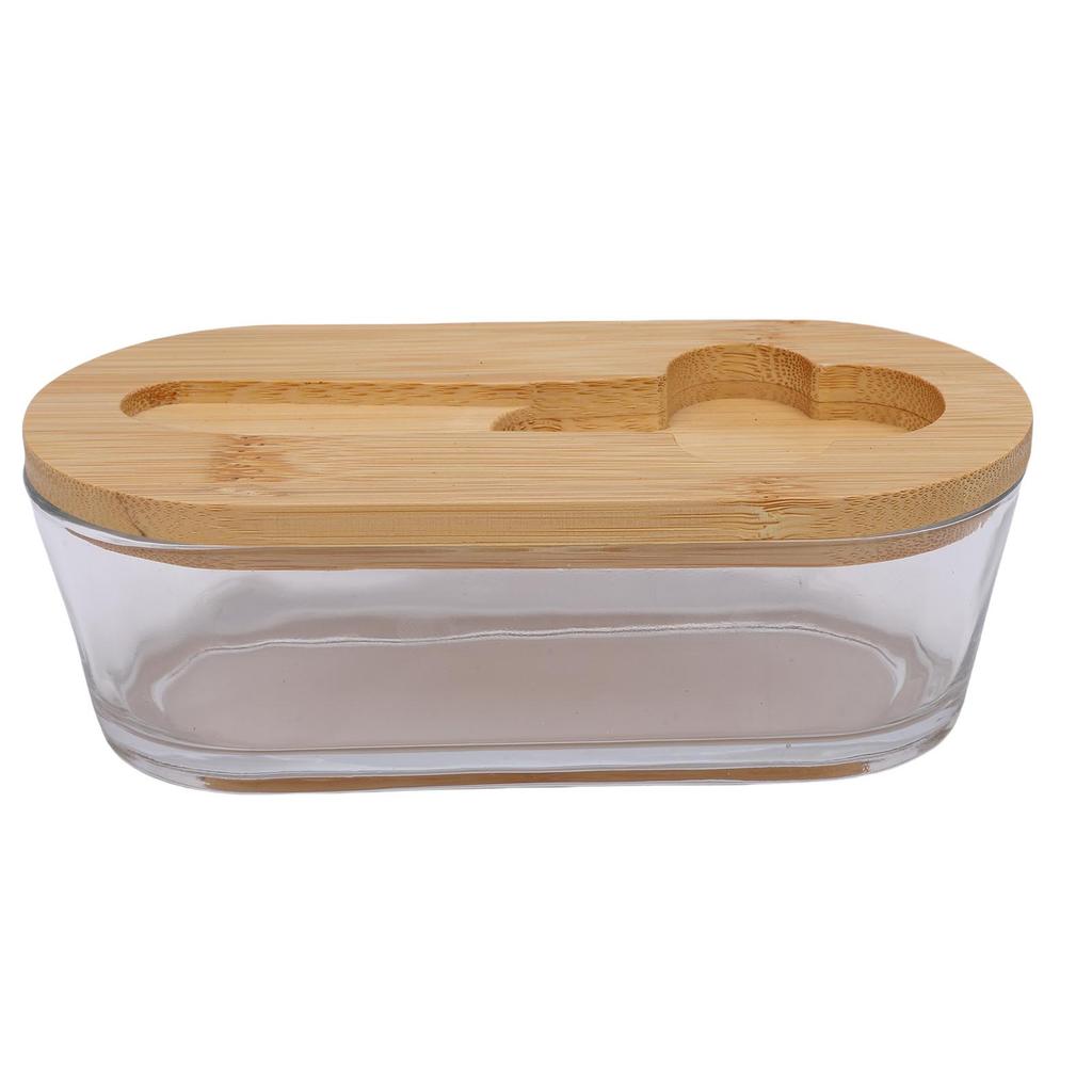 Glass Dish with Lid Airtight for Freshness 300ML Rectangular for Kitchen Countertop Decor
