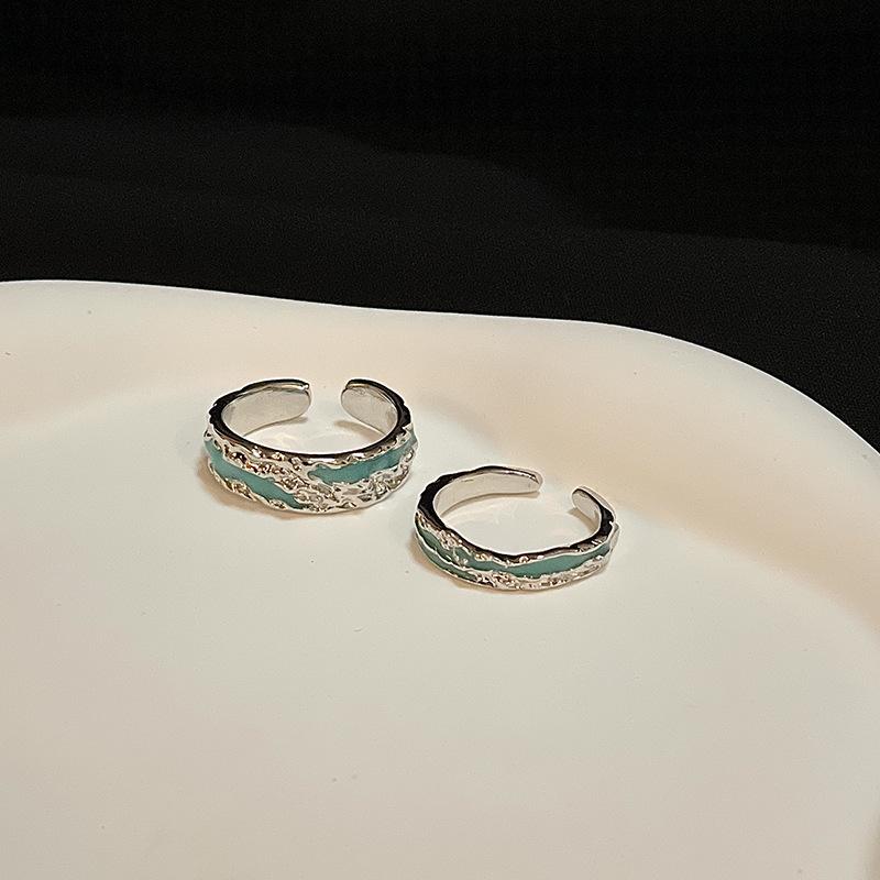 Niche Design Mint-Colored Epoxy Personalized Ring, Cold Wind, Advanced Sense, Open Index Finger Ring, Couple Ring