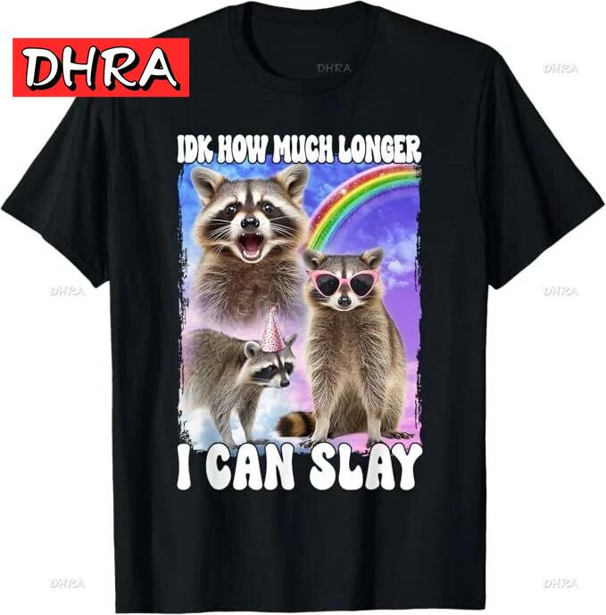 Raccoon Meme I Can Slay Rainbow T-shirt S