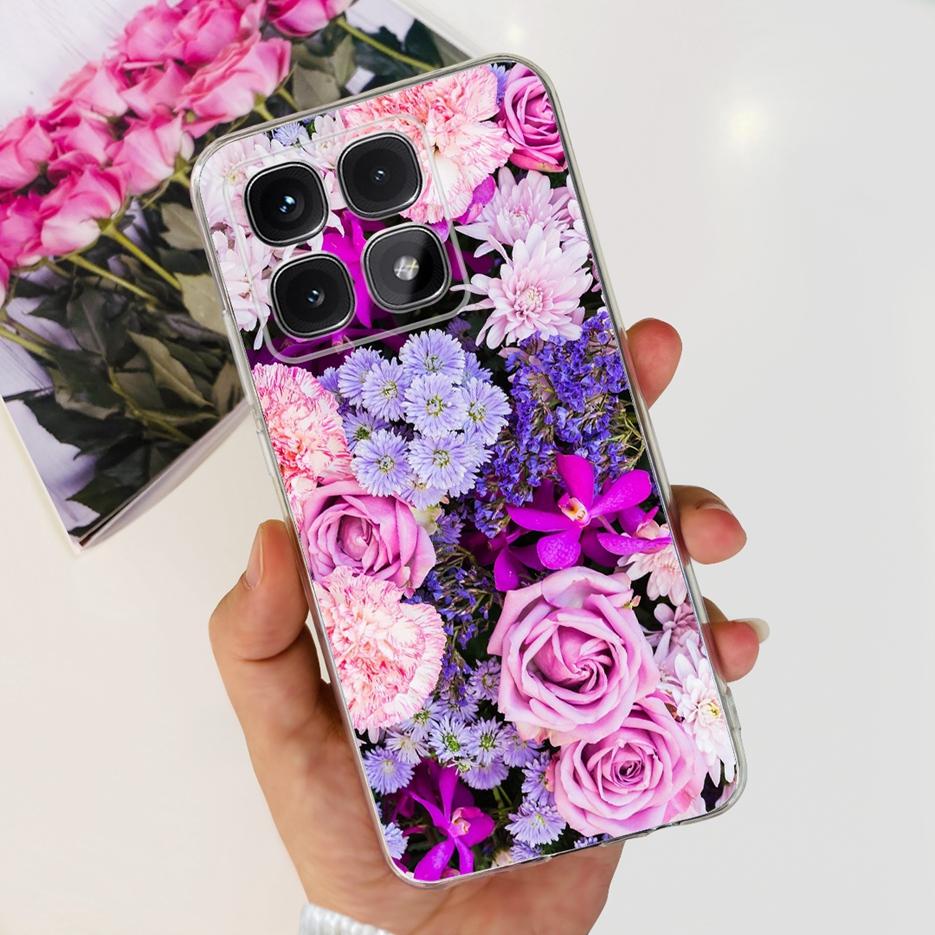 For Xiaomi 14T Pro Case Stylish Flowers Painted Cover 6.67'' Clear Silicone Phone Case For Xiaomi Mi 14T 14TPro Mi14T Soft Shell