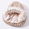 Versatile series children's rabbit velvet knitted hat solid color lined outdoor satin lined wool hat, source