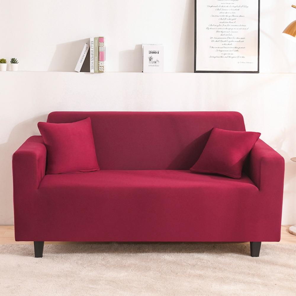 Milk Silk Sofa Cushion Printing All-inclusive Solid Color Lazy Cover Elastic Three-person Sofa Cover