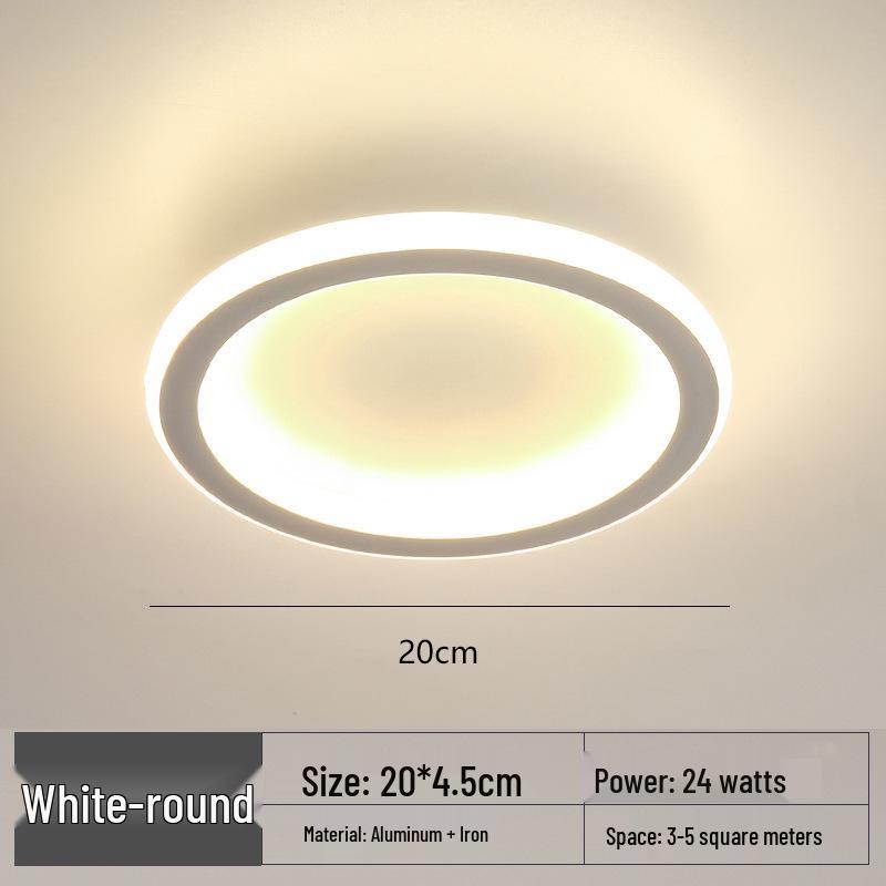 Ultra-thin Modern Minimalist LED Ceiling Light for Bedroom, Dining, or Study Room 20cm White