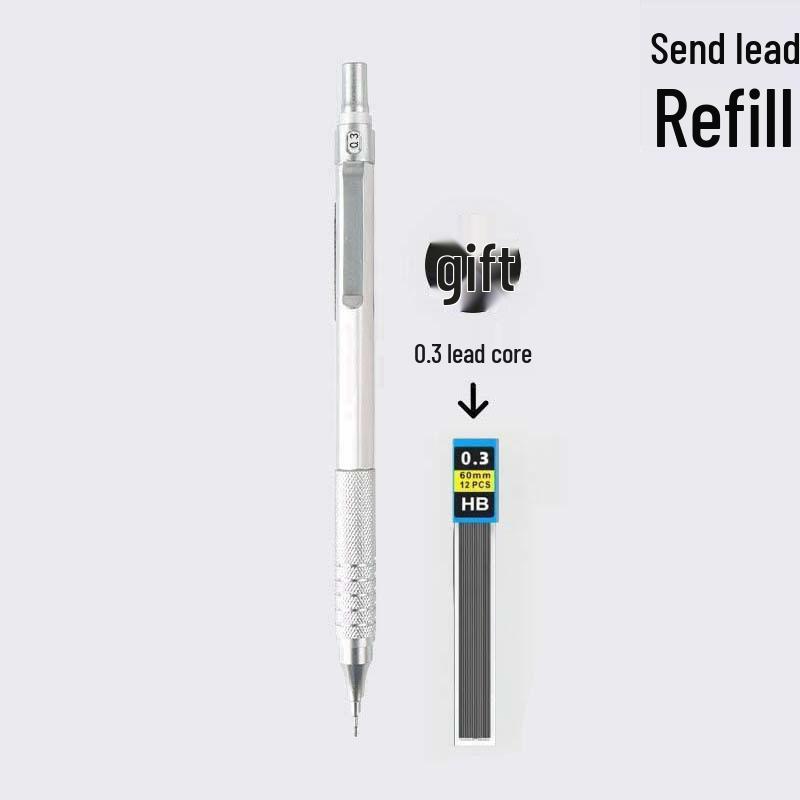 Professional Metal Mechanical Pencil, 0.5/0.7mm, Low Center Gravity, Weighted Feel, Continuous Lead Feed for Drawing & Painting.