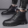 Fashion Retro Velvet Platform Boots for Men Fashion Soft Sole Winter Warm Men's Cotton Shoes New Designer Cow Leather Ankle Boots Male