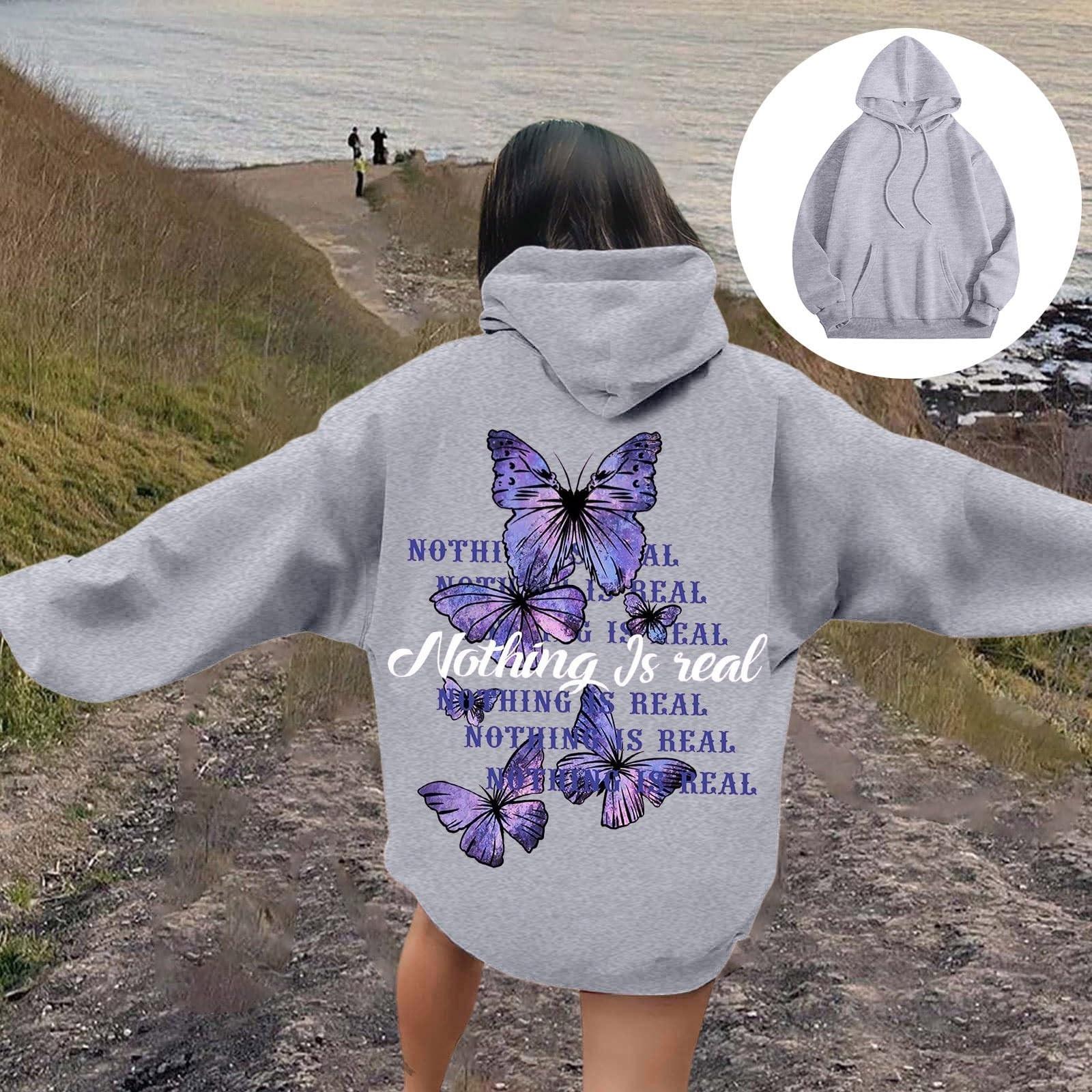 

Женский свитшот с круглым вырезом и длинными рукавами с принтом бабочек от Nothing Is REA M