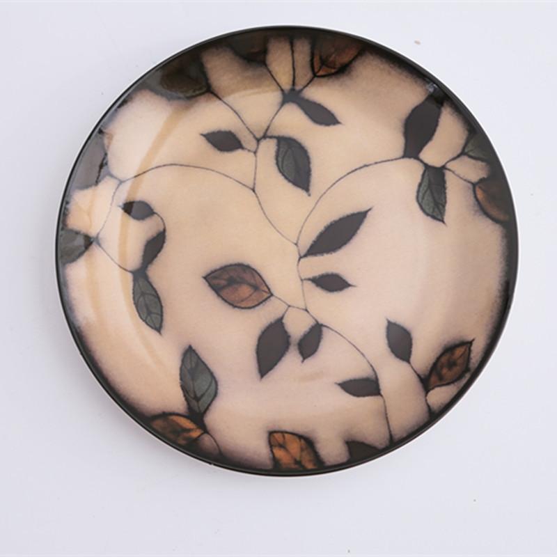 Vintage Ceramic Flower 8-inch Plate Wall Decorative Plate Mysterious Face Plate Decoration Stentless Livingroom Home Decor