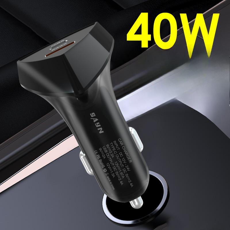 

Частная модель 40wPD полностью совместимое двухпортовое быстрозарядное зарядное устройство для автомобиля 12-24 В общая автомобильная зарядная головка Q18USB+USB