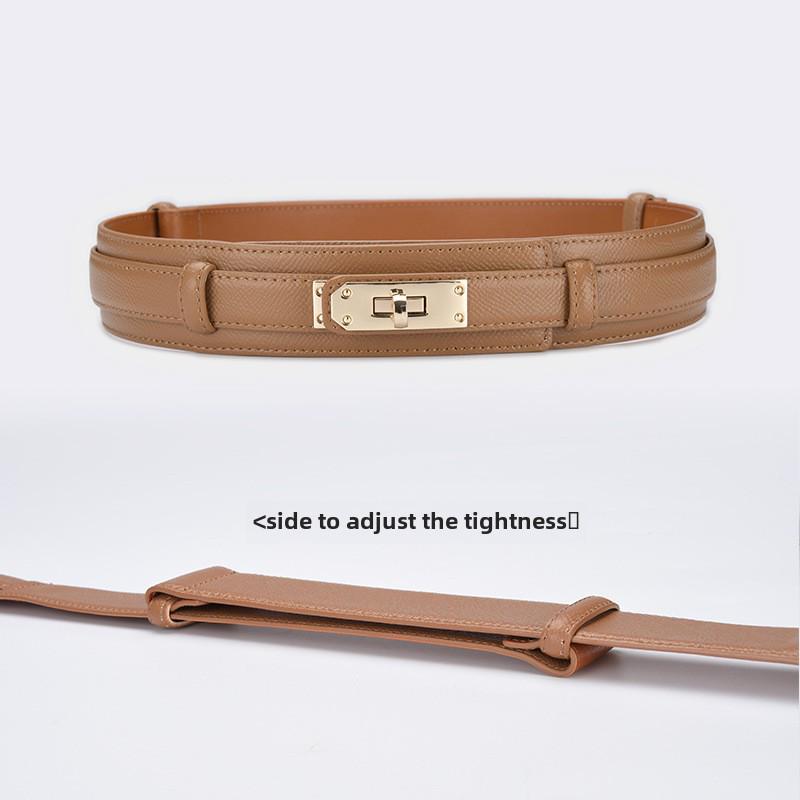 "Women's Decorative Wide Genuine Leather Belt – Lock Style"