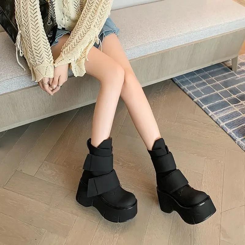 High Quality Women Boots Platform Ankle Boots Casual Outdoor Botas Anti Slip Boots Fathion Shoes Leather