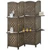 Paravan pliabil 4 panouri 160 x 170 cm cu 2 rafturi, pliabil, din lemn