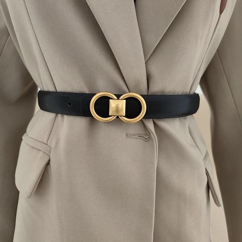 Fashion Lady Belt With Double C Metal Buckle For Denim Pants And Casual Wear
