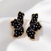 1 Pair Dripping Oil Irregular Petal Stud Earrings for Women Elegant Floral Design Anti-allergy Business Casual Wear Jewelry