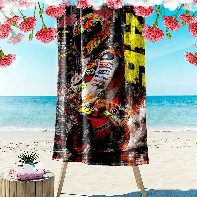Ręcznik plażowy z nadrukiem Valentino Rossi, Duży miękki szybkoschnący ręcznik na plażę, kemping, basen