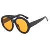 Retro Double Bridge Large Round Sunglasses Women Fashion Oversized Sun Glasses Female Brand Designer Black Yellow Goggle Shades