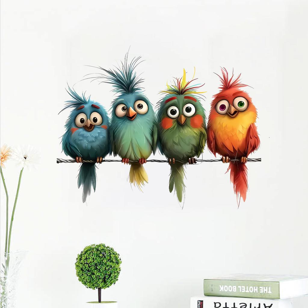 Funny Birds Vinyl Stickers: Removable Animal Stickers for Glass and Metal Surfaces