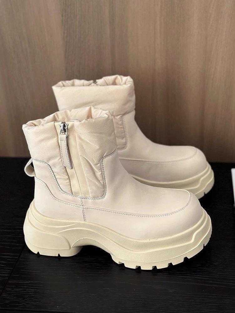 

Down platform snow boots women s 2025 new winter Martin short boots with down warm waterproof and non-slip bread cotton shoes 40