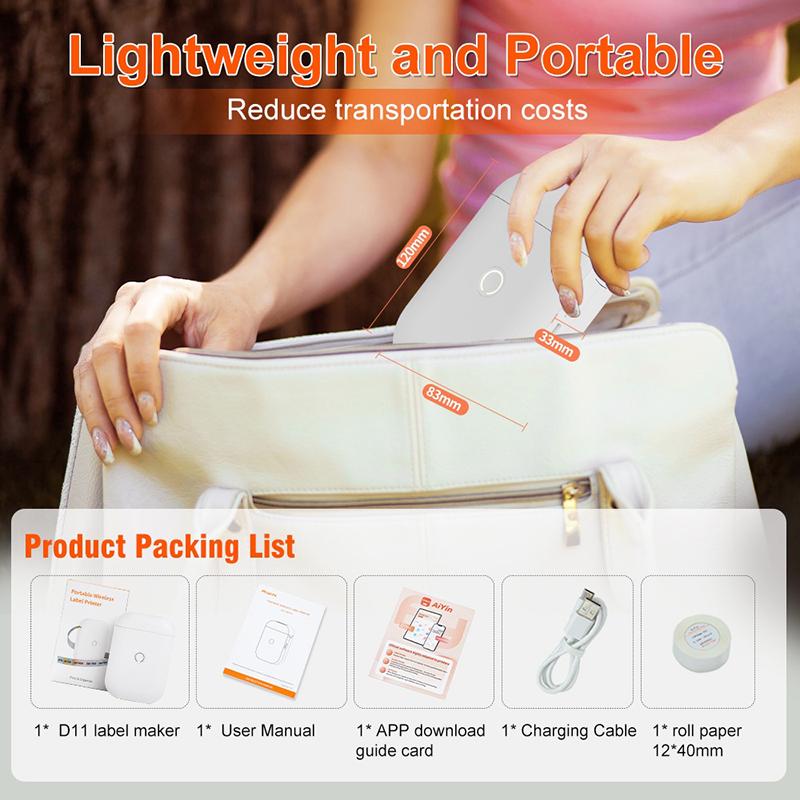 Portable Mini Inkless Printer Thermal Printer Adhesive Sticker Labeling Machine Label Maker Bluetooth Wireless Thermal Printer