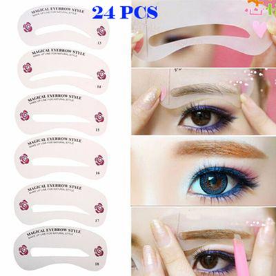 Kit de pochoirs à sourcils 24 Styles, outils de maquillage, modèle de beauté pour femmes, accessoires