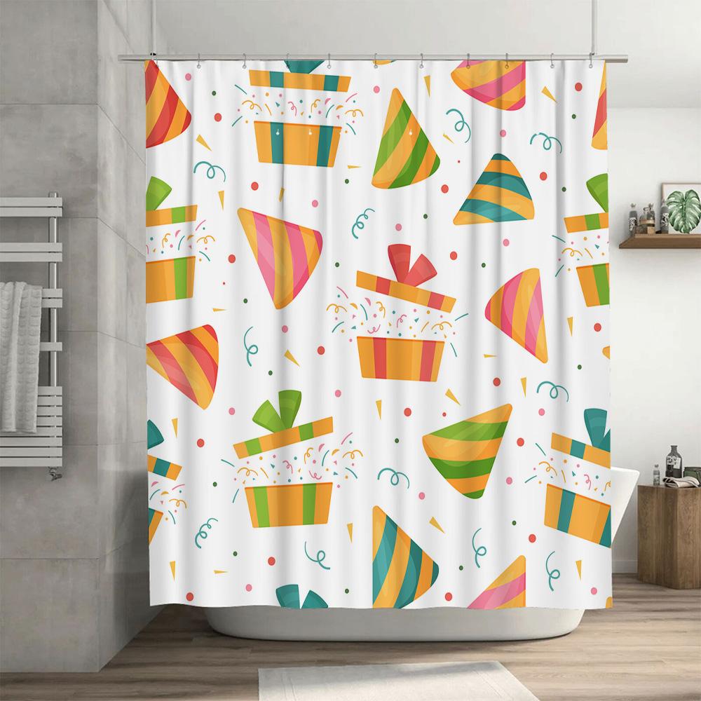 Party Hats Gifts Shower Curtain Waterproof Bathroom Decor for Kids Room Festive Colors Print Home Decor Item #15362098742 (24x72