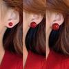 Korean Red Pearl Stud Round Earrings for Women Vintage Sweet Imitation Pearl Temperament Earings Wedding Party Jewelry Gifts