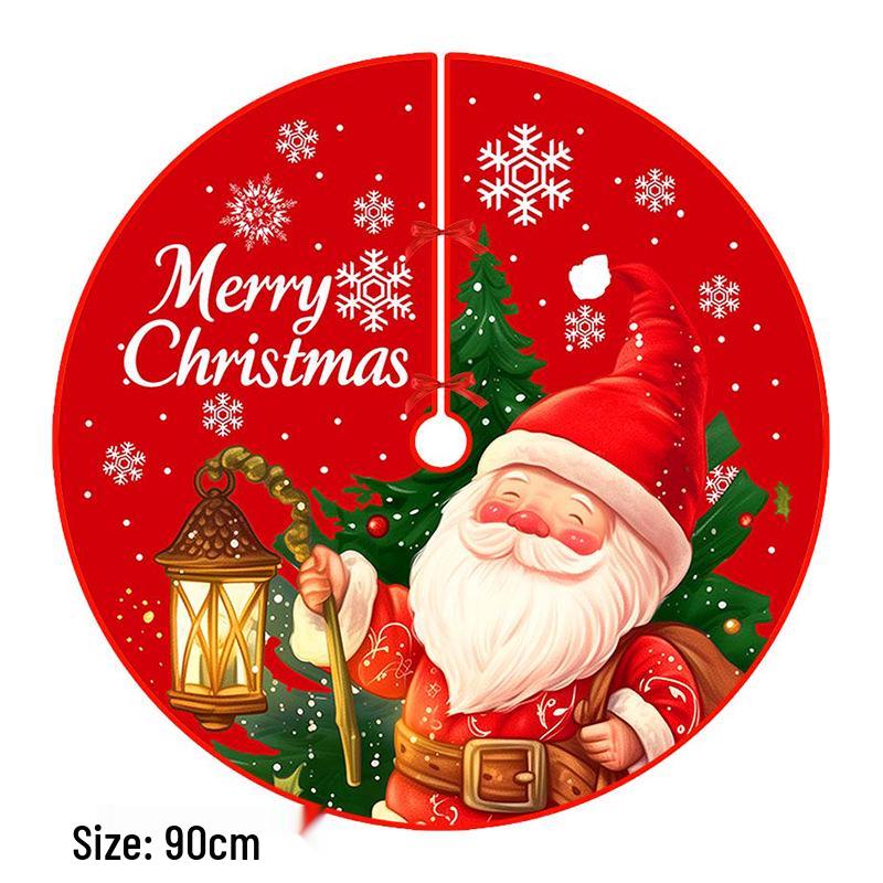Creative Cartoon Print Christmas Tree Skirt - Festive Home & Party Decoration