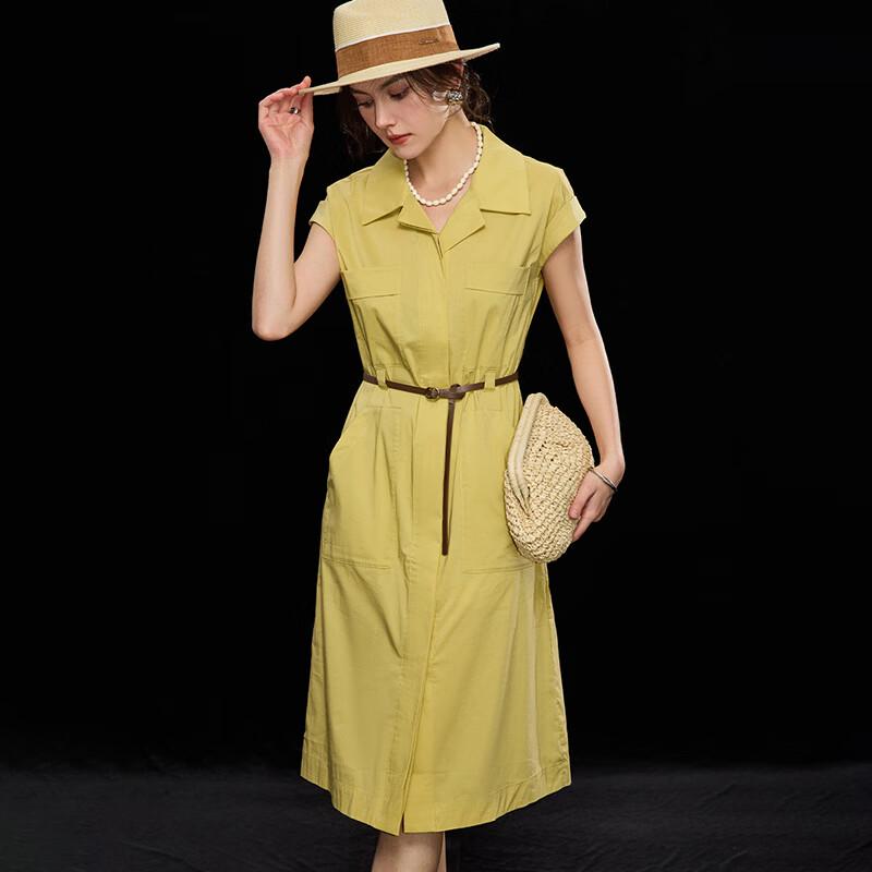 Wudao Summer Lapel Belted Shirt Dress XL