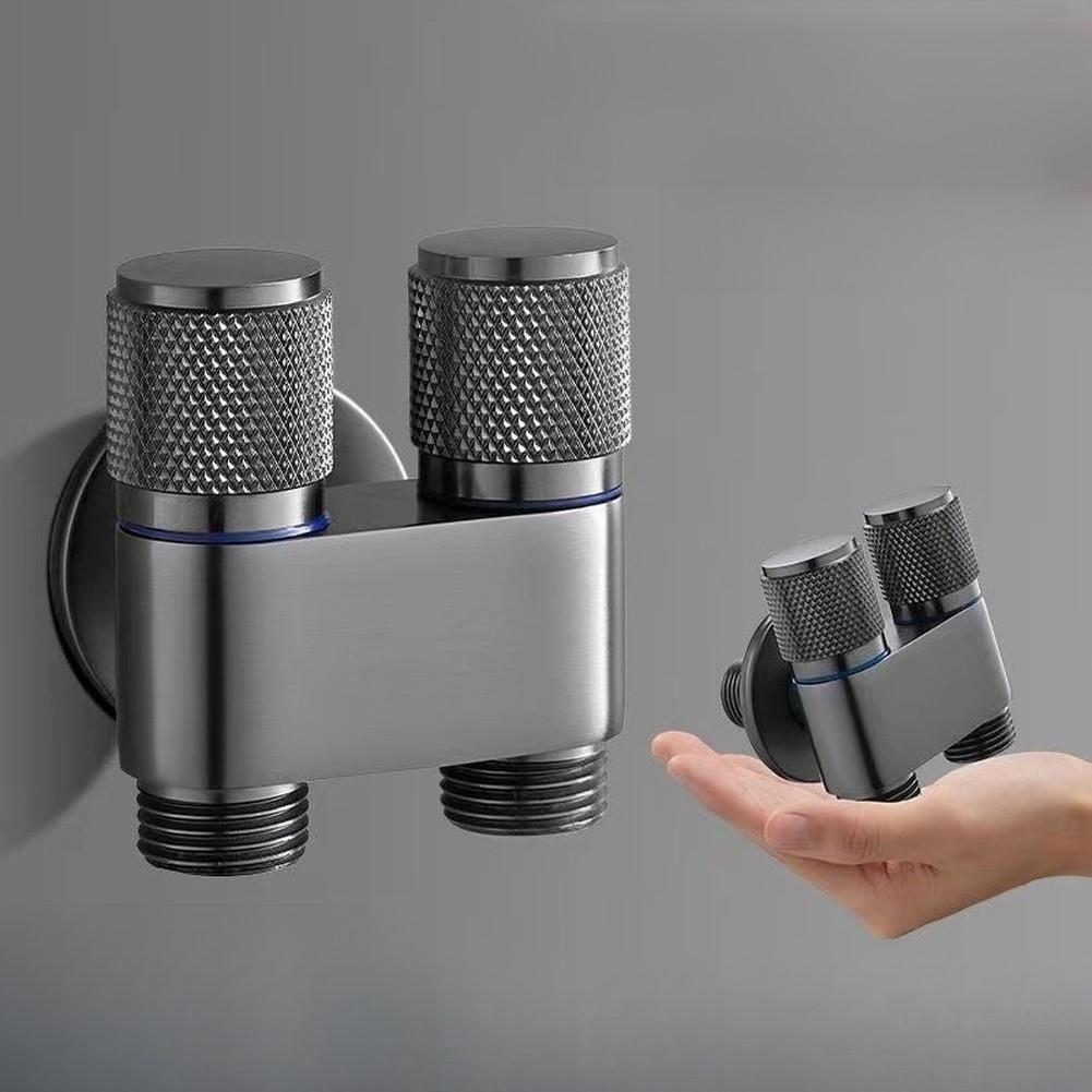 One to Two Water Angle Valve with Dual Outlet and Triple Connection Splitter for Washing Machines Toilets and Water Hoses